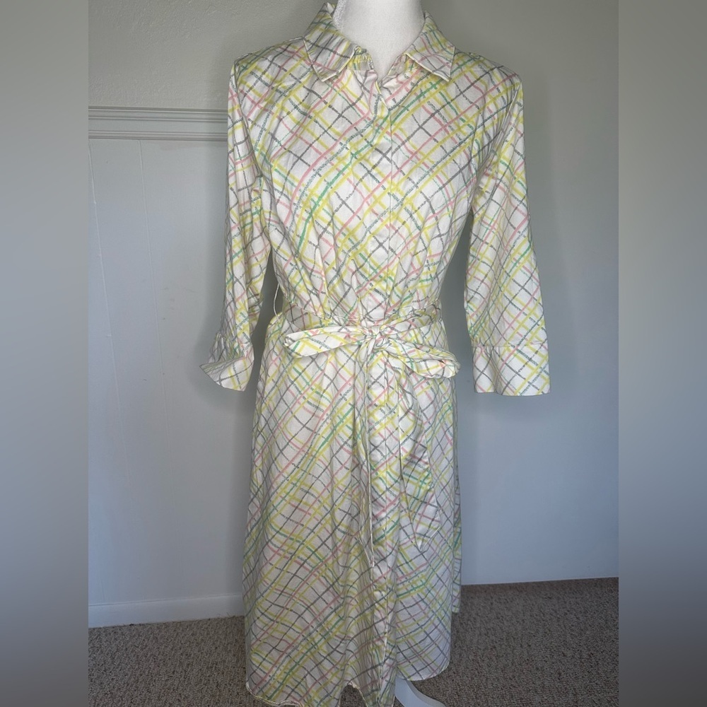 Isaac Mizrahi White and Yellow dress with belt Design size 12